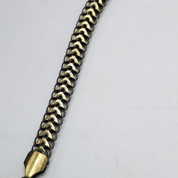 Chico's Vintage Inspired Gold Tone Spiral Medallion Necklace Rhinestones Chain - Picture 5 of 10